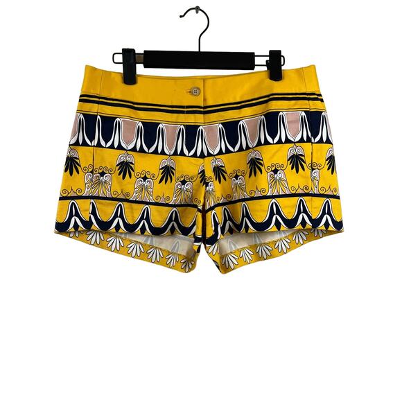 J. Crew Yellow Scroll Print City Fit Shorts Size 4 - Picture 1 of 5